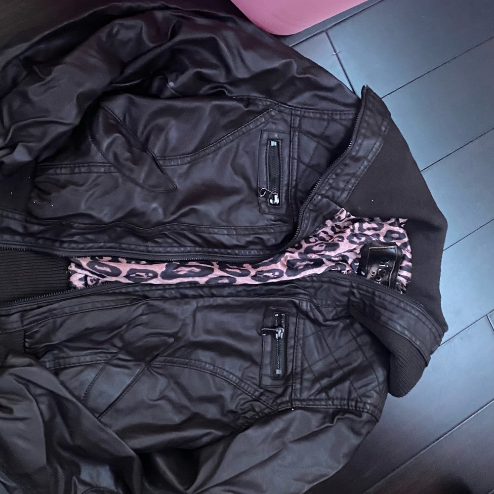 brown leather jacket